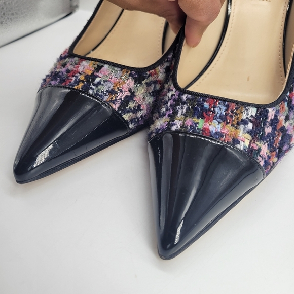 Nine West Stiletto Pointy Toe Pump Textile Size 9.5M Multicolor Plaited - Picture 3 of 9